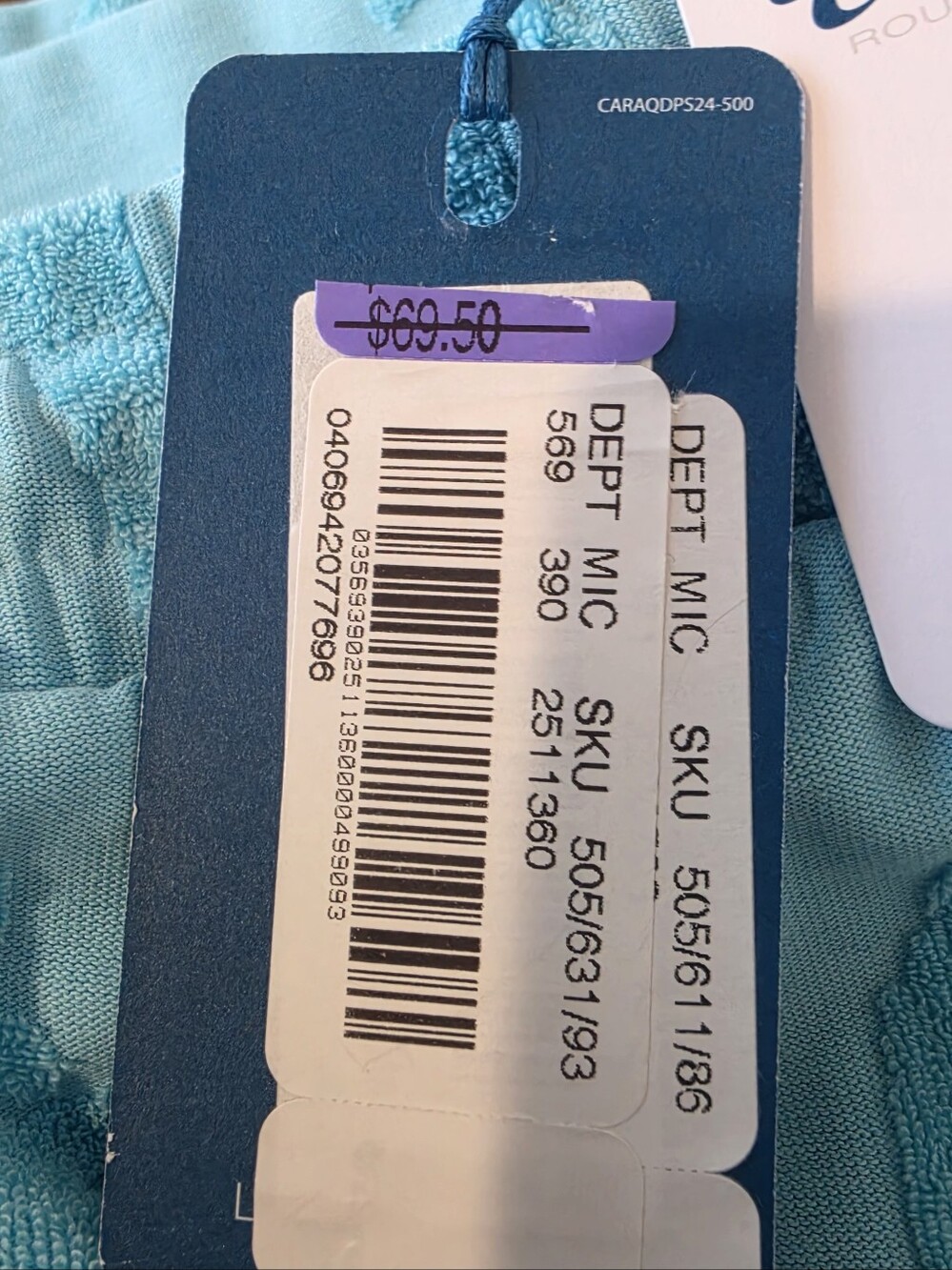 NWT Caribbean Men Terry Cloth 7" Inseam Shorts Aqua Depth Blue Tropical Sz XL - Picture 7 of 7